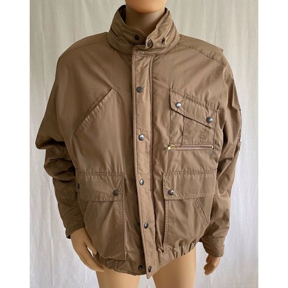 River Oaks Men's Jacket Rain Coat Brown Long Sleeves Full Zip Pocket Size XL - Picture 1 of 12